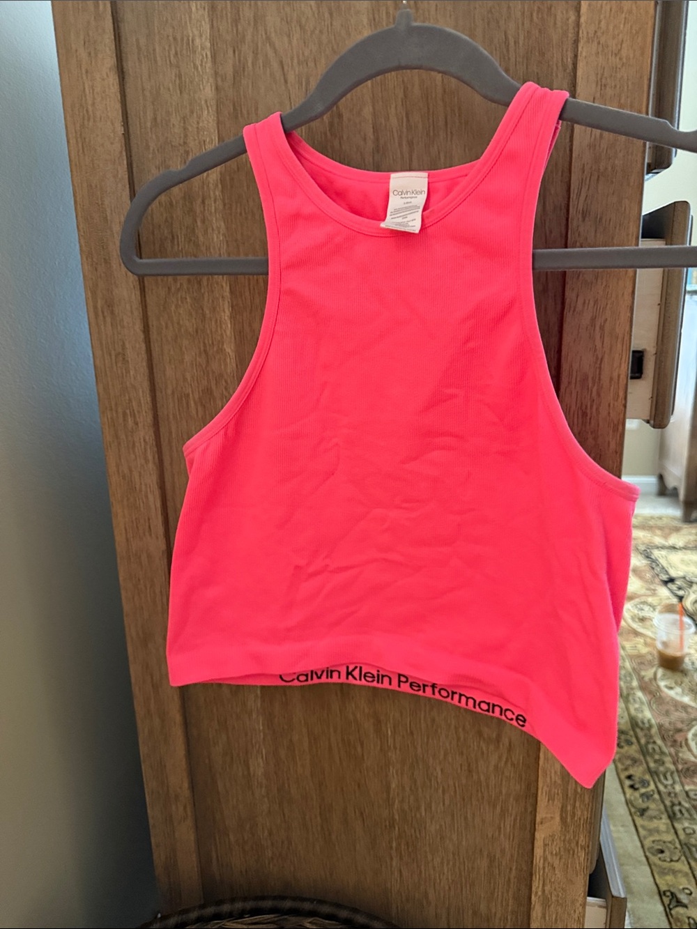Calvin Klein Hot Pink Racerback Crop Tank